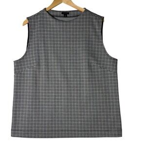 Ann‎ Taylor Womens XXL Sleeveless Micro Check Top Stretch Career Office Classic
